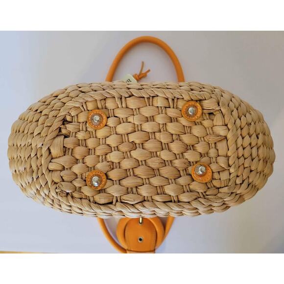 MAGGI B St Tropez Satchel Woven Straw Purse Tangerine MB23031 - Picture 6 of 6